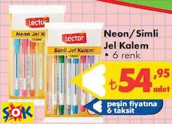 LECTOR NEON/SİMLİ JEL KALEM 6 RENK